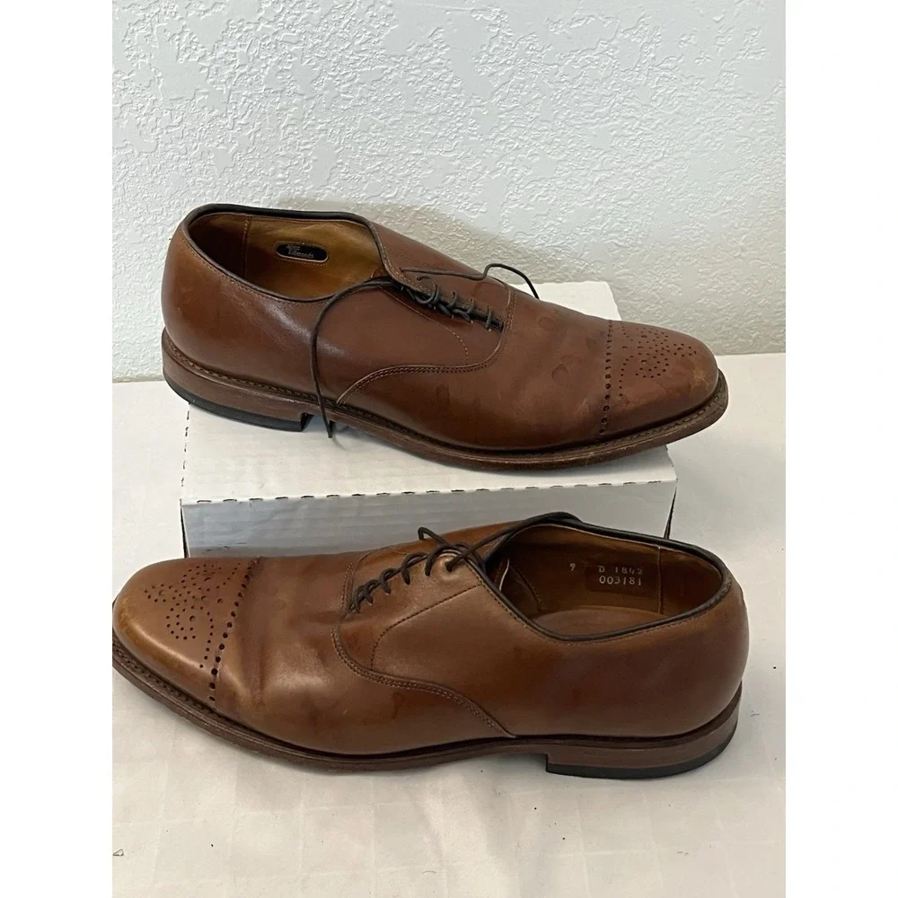 Allen Edmonds Dryden Mens 9 D‎ Oxford Dress Shoes Brown Leather Brogue 1842